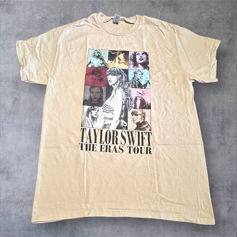 Taylor Swift The Eras Tour 23/24 International Dates T-Shirt Medium Beige Tee